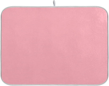 Light Pink Printed Dish Drying Mat for Kitchen Counter Absorbent Dishes Drainer Protector Pad Fast Dry Kitchen Accessories 18x24inch
