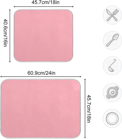 Light Pink Printed Dish Drying Mat for Kitchen Counter Absorbent Dishes Drainer Protector Pad Fast Dry Kitchen Accessories 18x24inch
