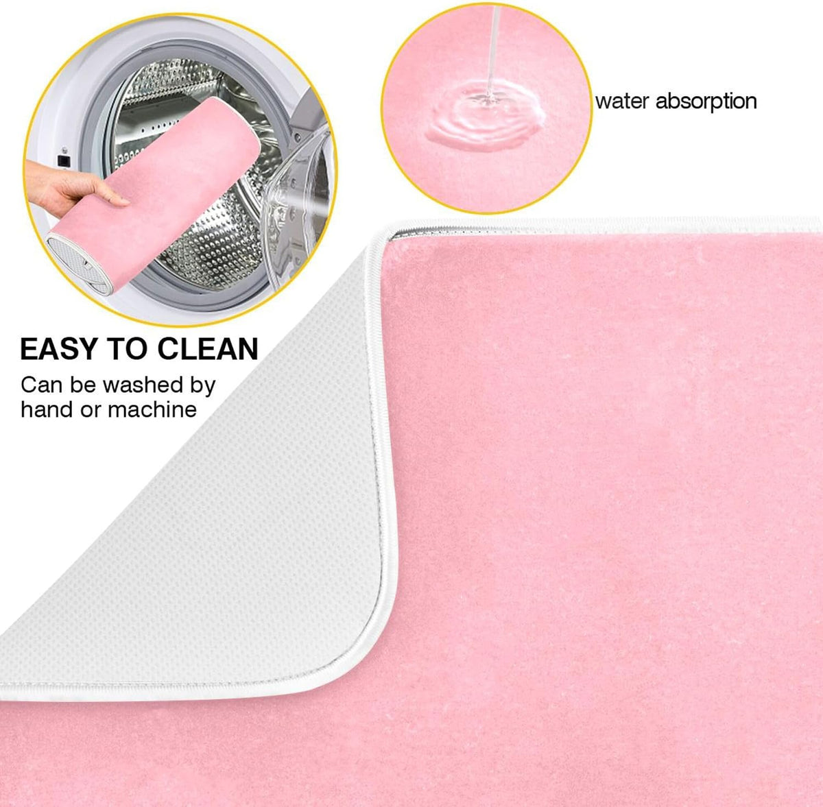 Light Pink Printed Dish Drying Mat for Kitchen Counter Absorbent Dishes Drainer Protector Pad Fast Dry Kitchen Accessories 18x24inch