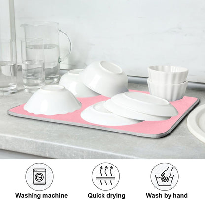 Light Pink Printed Dish Drying Mat for Kitchen Counter Absorbent Dishes Drainer Protector Pad Fast Dry Kitchen Accessories 18x24inch