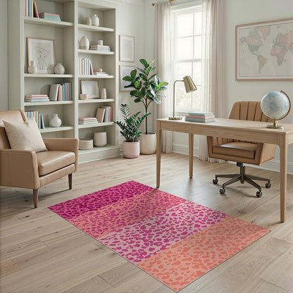 4'x6' Washable Ombre Abstract Area Rug, Peach Flatwoven Floor Mat for Home Office, Gaming Room, Under Desk, Non-Slip Chair-Friendly Carpet | Ref:2186394