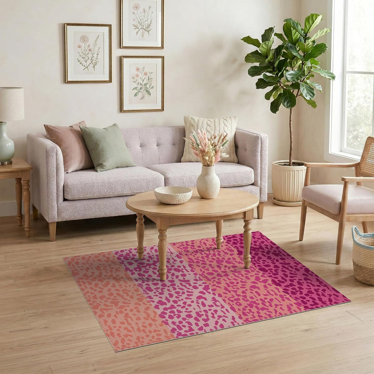 4'x6' Washable Ombre Abstract Area Rug, Peach Flatwoven Floor Mat for Home Office, Gaming Room, Under Desk, Non-Slip Chair-Friendly Carpet | Ref:2186394