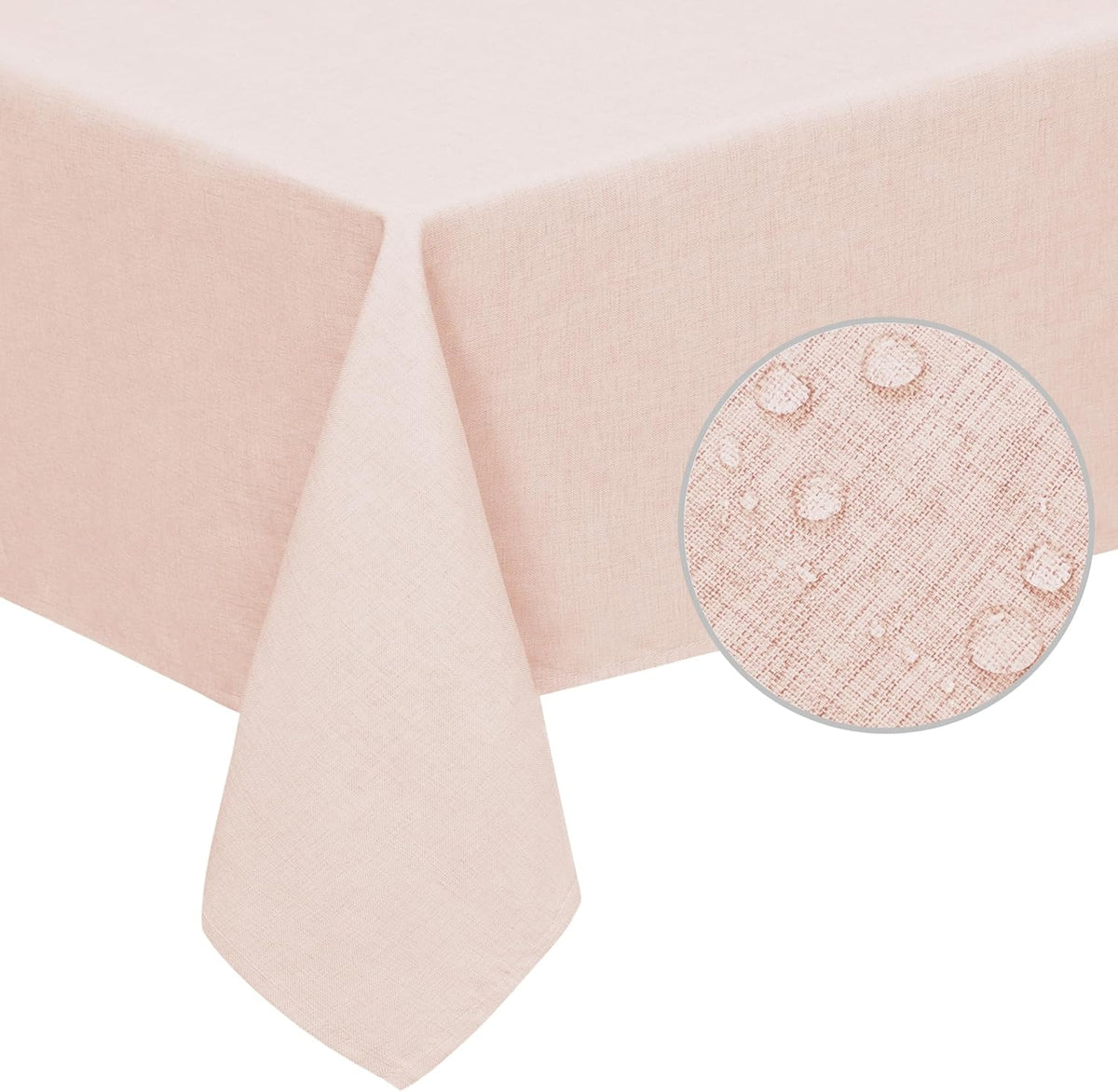 Waterproof Faux Linen Tablecloth, Rectangle, 60x84in, Pink