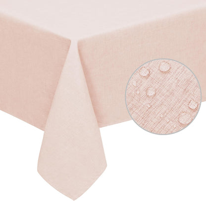 Waterproof Faux Linen Tablecloth, Rectangle, 60x84in, Pink
