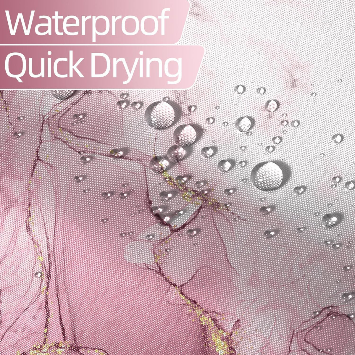 Pink Marble Waterproof Bathroom Shower Curtain 72x72 inches