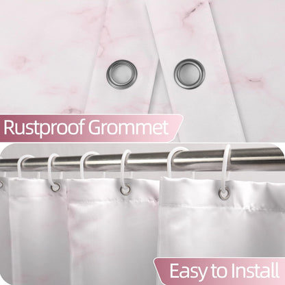 Pink Marble Waterproof Bathroom Shower Curtain 72x72 inches