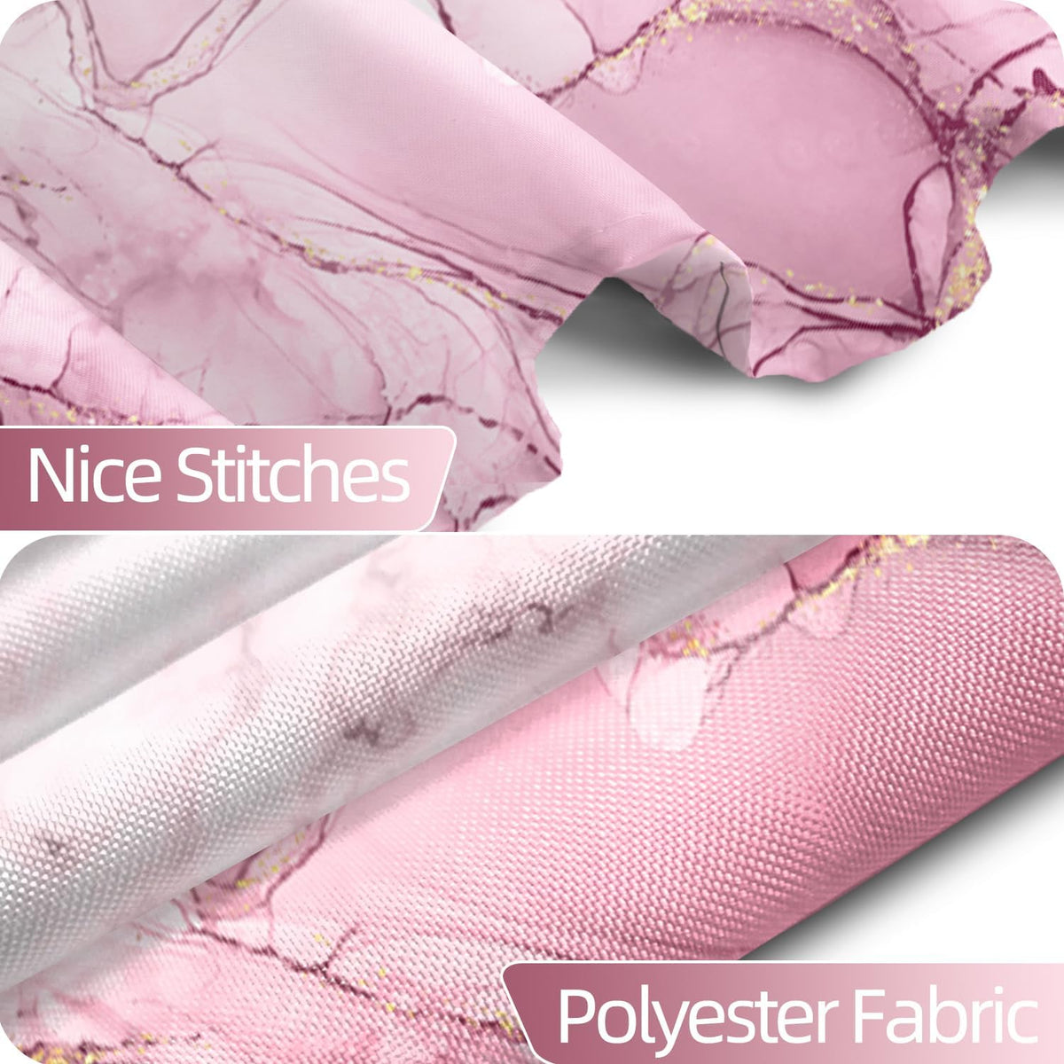 Pink Marble Waterproof Bathroom Shower Curtain 72x72 inches