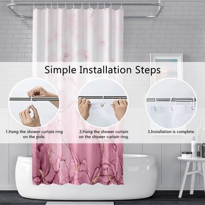 Pink Marble Waterproof Bathroom Shower Curtain 72x72 inches