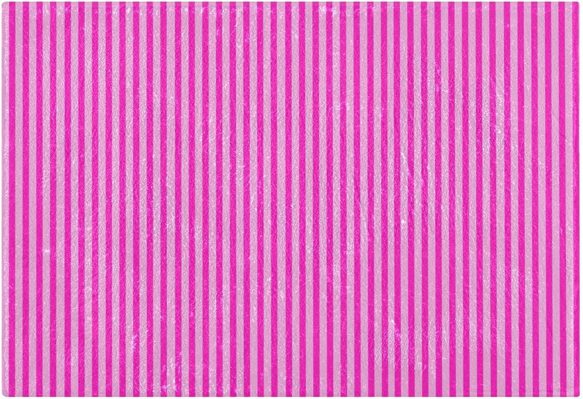 Rose Red Pink Stripes Bathroom Rug, Non Slip Dry Quickly Bath Mat, Absorbent Soft Bath Rug, Home Decor Accessories, 24"x16"