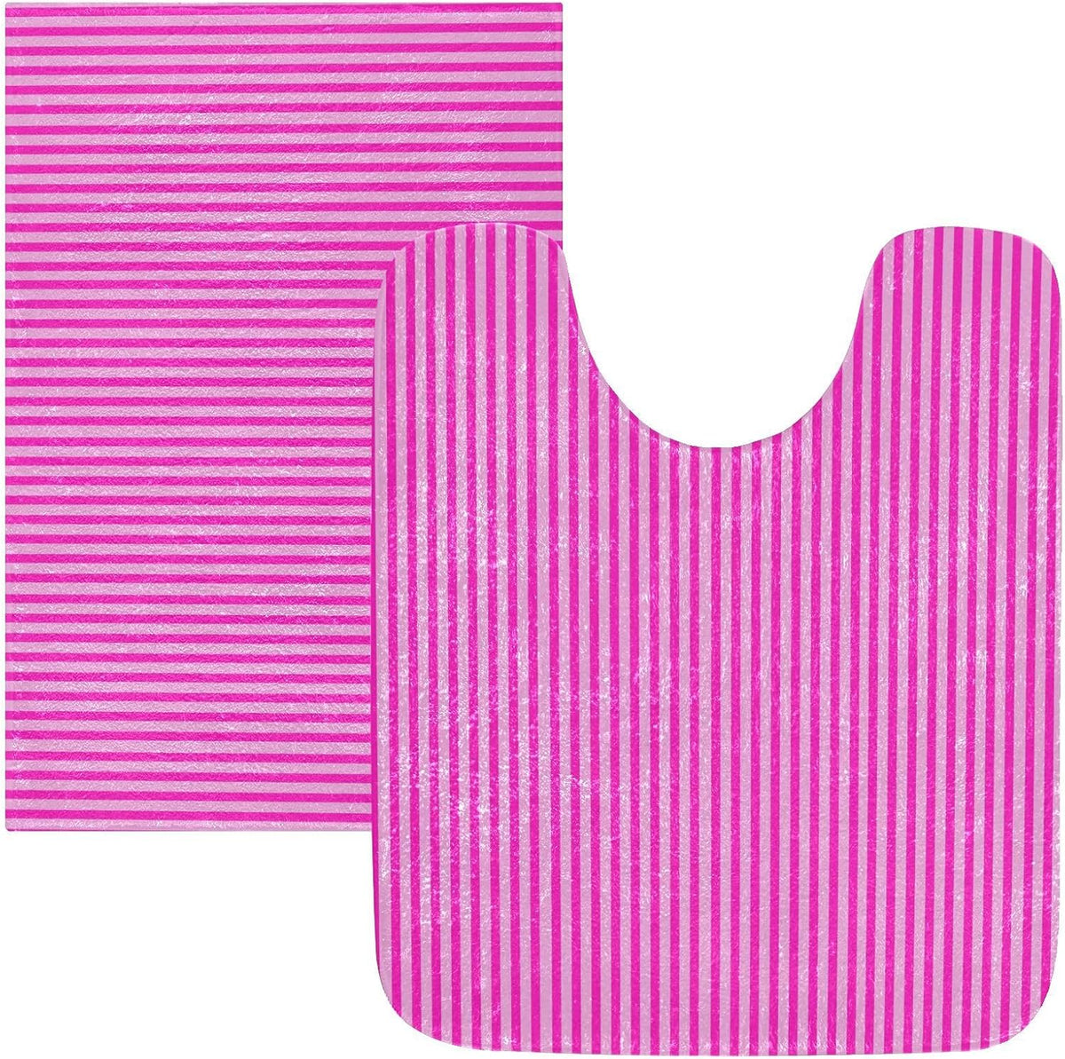 Rose Red Pink Stripes Bathroom Rug, Non Slip Dry Quickly Bath Mat, Absorbent Soft Bath Rug, Home Decor Accessories, 24"x16"