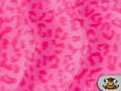Velboa Faux/Fake Fur Leopard Pink Fabric By the Yard