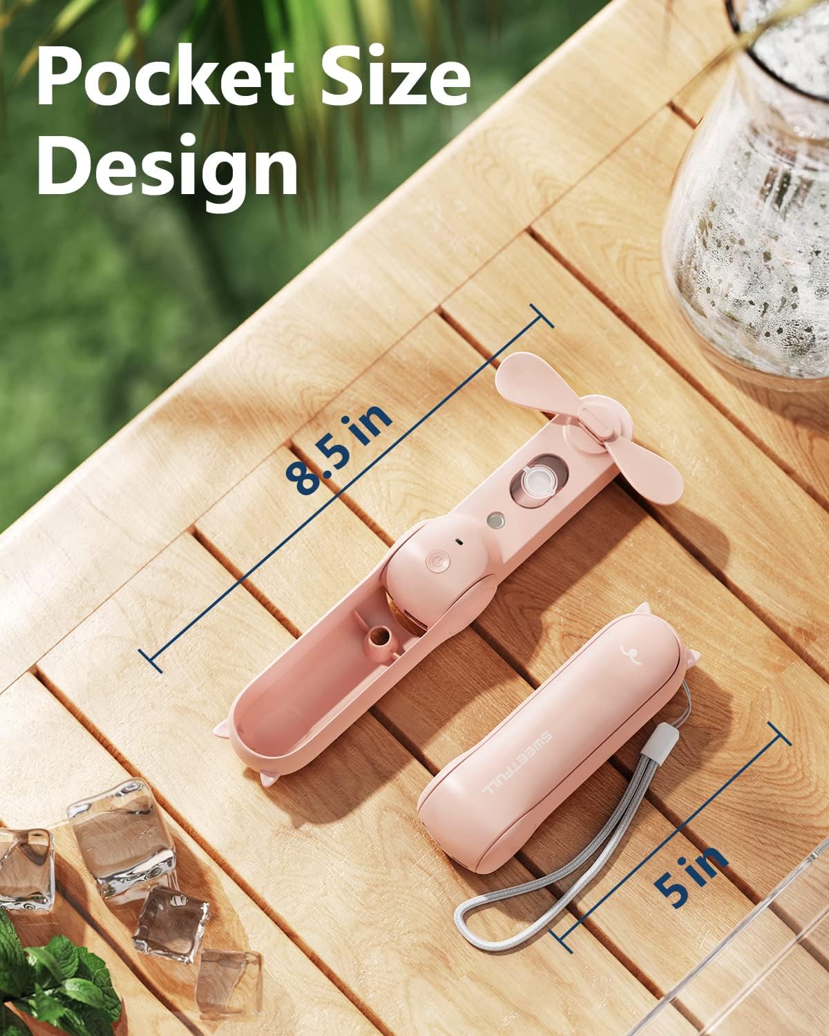 Misting Fan Portable, Handheld Personal Mister Fans, Small Fan Rechargeable, Mini Spray Water Mist, Kids Women Portable Fans For Travel, Outdoors, Hiking, Camping Home Office (Pink)