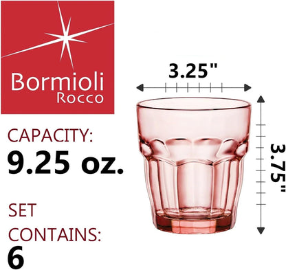 Rock Bar Lounge Rocks Glasses, Peach, Set of 6 9.25 oz