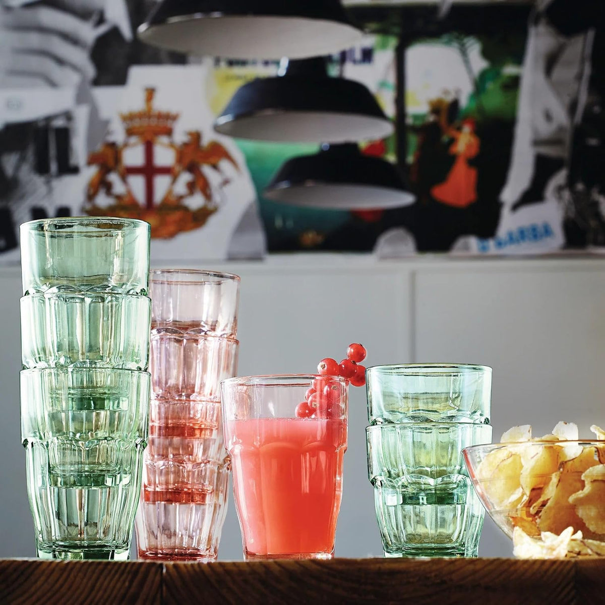 Rock Bar Lounge Rocks Glasses, Peach, Set of 6 9.25 oz