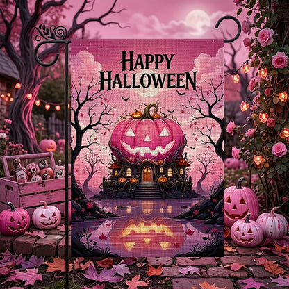 Pink Halloween Decor - Hello Halloween Pink Pumpkin Garden Flag Double Sided Outside Vertical Autumn Seasonal Holiday Welcome Yard Decor Lawn Outdoor 12×18 Inch