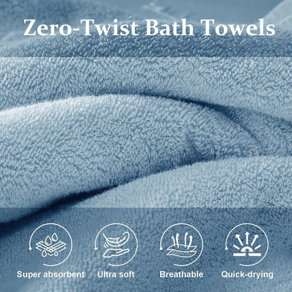 Luxury Bath Towels 4 PCS, 650 GSM Turkish Cotton, Pink+Light Blue