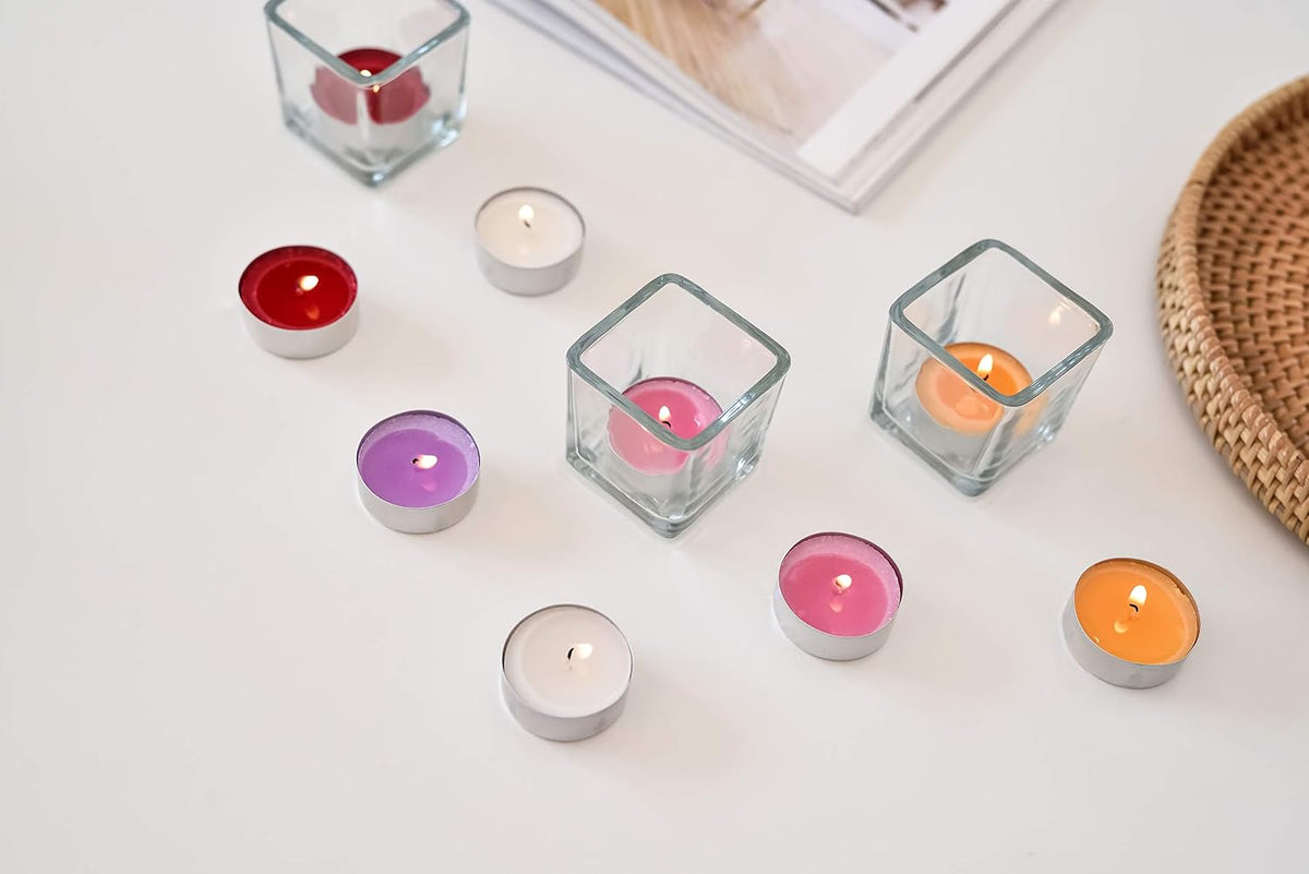 Scented Tealight Candles/Honey Peach / 25 Pack / 4-5 Hour Extended Burn Time/Made in Italy, Cotton Wick, Scented Home Deco, Fragrance, Mother's Day