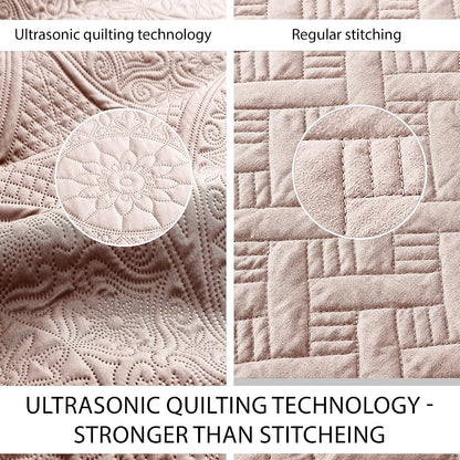 King Quilt Bedding Set Baby Pink Bedspread Coverlet