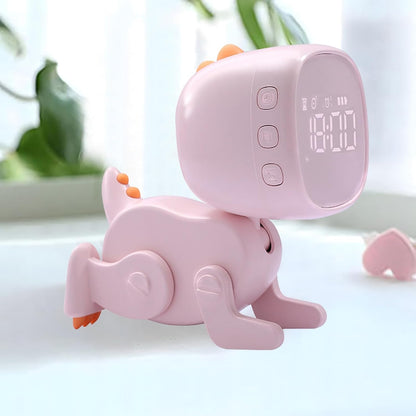 Kids Dinosaur Alarm Clock for Boys and Girls Bedroom LED Cute Bedside Clock with Digital Display Children's Sleep Trainer Ok to Wake Light and Night Light Perfect Birthday Gifts for Kids(Pink)