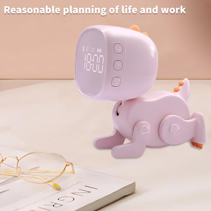 Kids Dinosaur Alarm Clock for Boys and Girls Bedroom LED Cute Bedside Clock with Digital Display Children's Sleep Trainer Ok to Wake Light and Night Light Perfect Birthday Gifts for Kids(Pink)