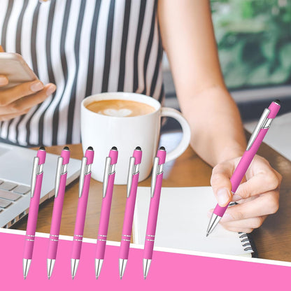 50 Pcs Black Inkling Ballpoint Pen with Stylus 2 in 1 Ballpoint Pen for Touch Screens, 2 in 1 Thank You Pen Gift for Colleagues, Coworker, Office (Rose Pink)
