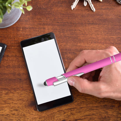 50 Pcs Black Inkling Ballpoint Pen with Stylus 2 in 1 Ballpoint Pen for Touch Screens, 2 in 1 Thank You Pen Gift for Colleagues, Coworker, Office (Rose Pink)