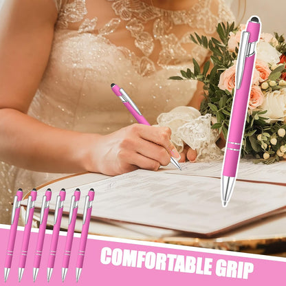 50 Pcs Black Inkling Ballpoint Pen with Stylus 2 in 1 Ballpoint Pen for Touch Screens, 2 in 1 Thank You Pen Gift for Colleagues, Coworker, Office (Rose Pink)