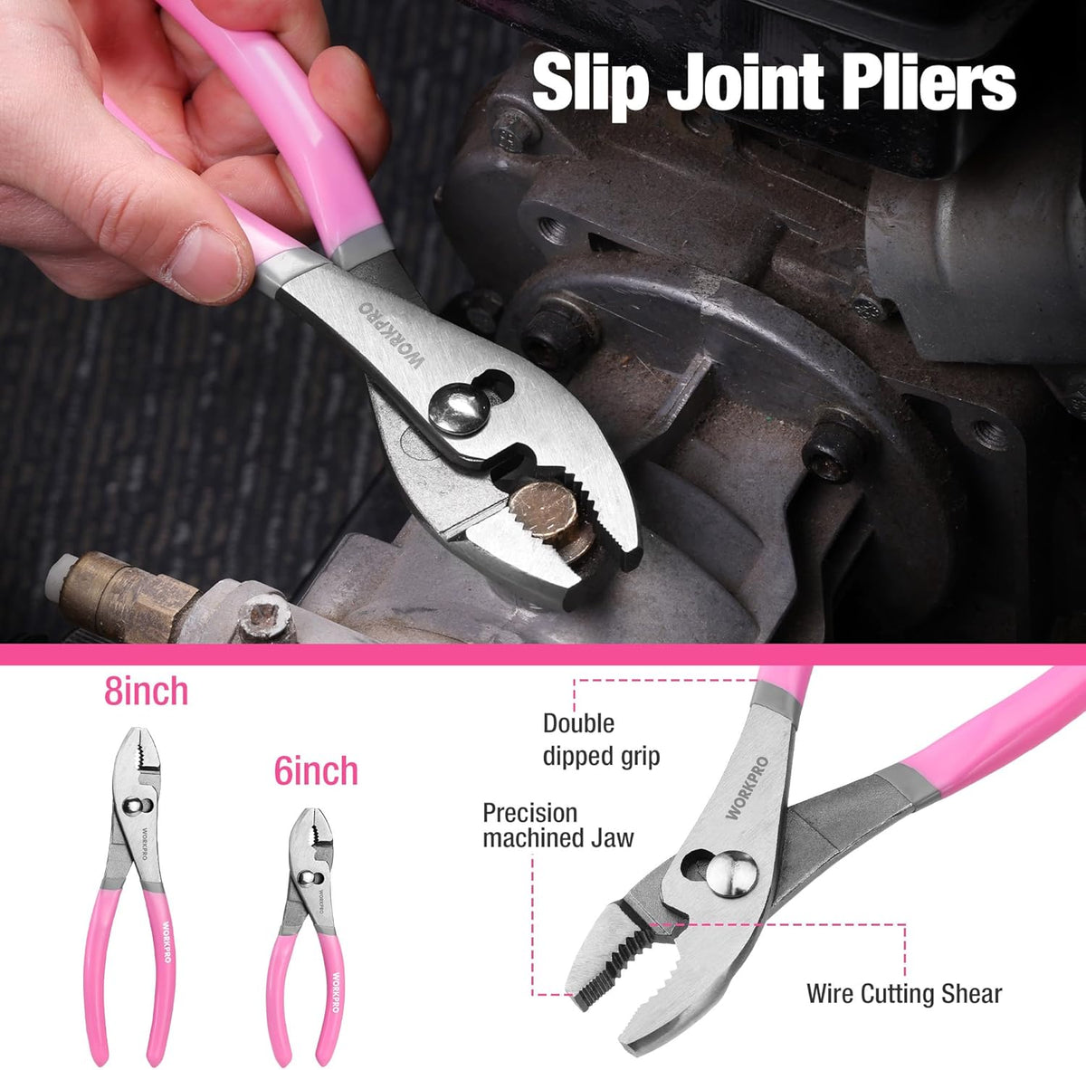 7-piece Pliers Set, Pliers Tool Set with Comfort Grip - Pink Ribbon
