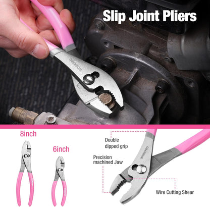 7-piece Pliers Set, Pliers Tool Set with Comfort Grip - Pink Ribbon