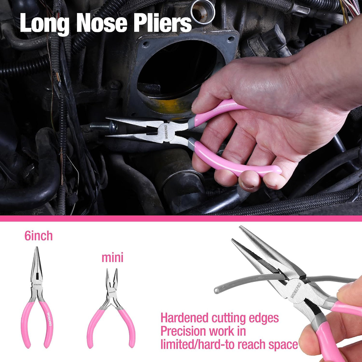 7-piece Pliers Set, Pliers Tool Set with Comfort Grip - Pink Ribbon
