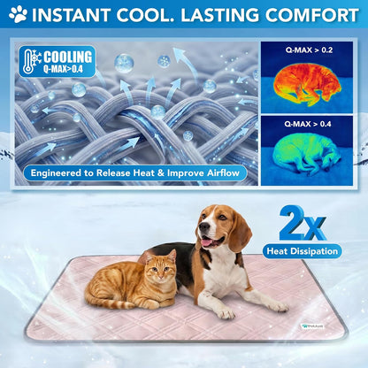 Waterproof Dog Cooling Mat Pet Pad for Crate Couch Bed, Pink, 29x40