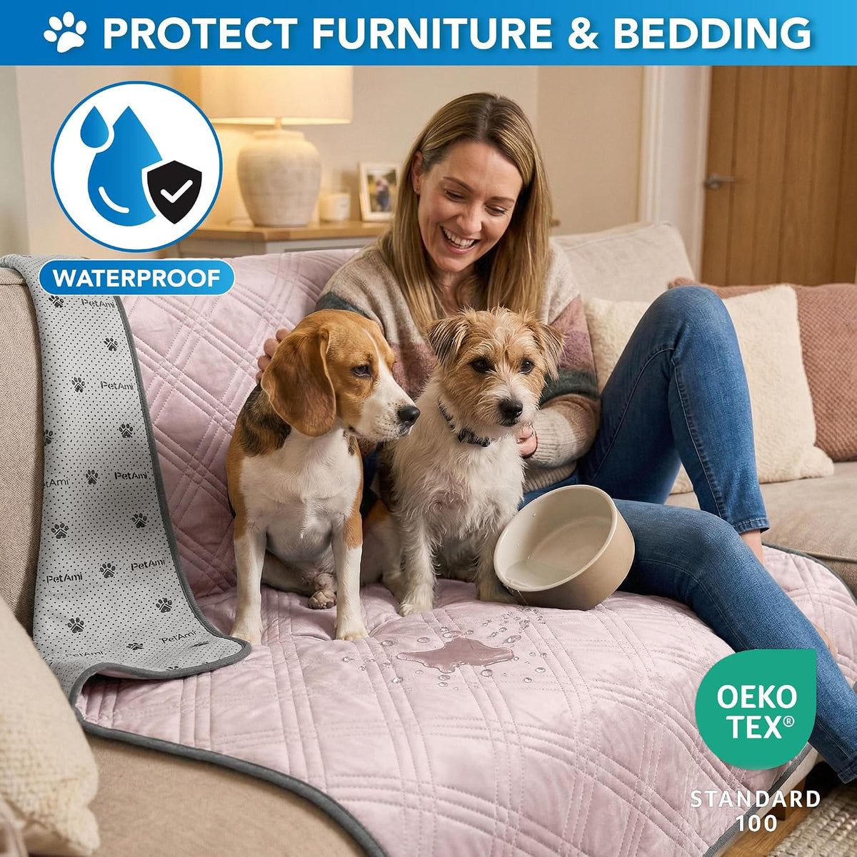 Waterproof Dog Cooling Mat Pet Pad for Crate Couch Bed, Pink, 29x40