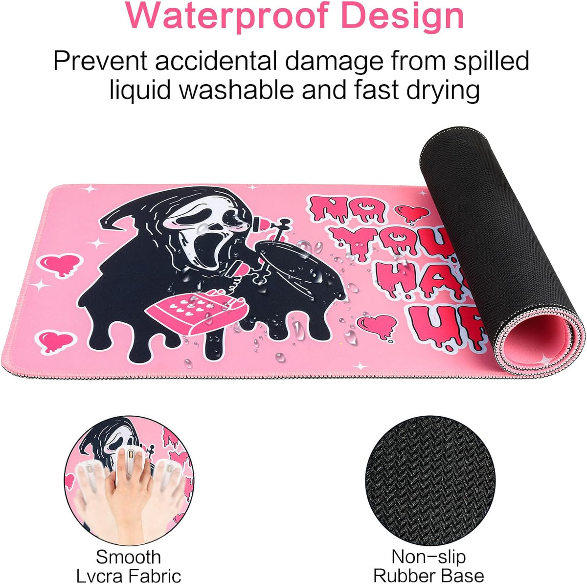 Large Gaming Mouse Pad 31.5 x 11.8in Desk Mat for Office Mousepad Anti-Skid Rubber Base Soft Comfortable and Durable Desk Pad (Pink)