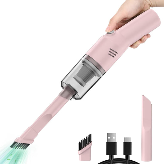 Mini Handheld Vacuum for Home&Car, Cordless Portable Rechargeable Pink