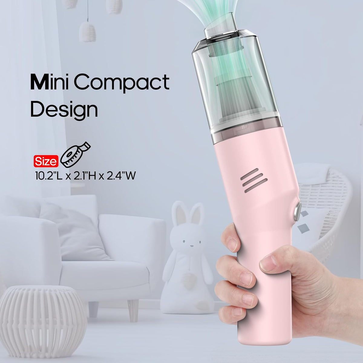 Mini Handheld Vacuum for Home&Car, Cordless Portable Rechargeable Pink
