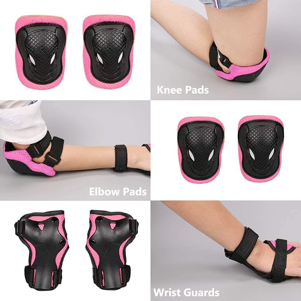 Kids Bike Helmet Skateboard Knee Pads - Kids Helmet Elbow Pads Wrist Guards Adjustable for 5~15yrs Girl Boy Kids Protective Gear Set for Sport Cycling Bike Roller Skating Scooter
