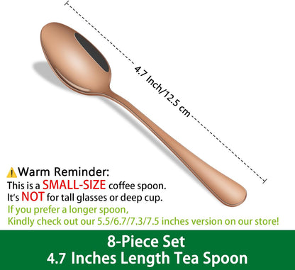 DEHOV 4.7 Inch Rose Gold Small Coffee & Tea & Demitass Spoons Set of 8