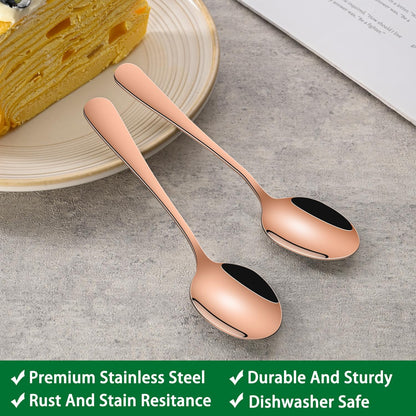 DEHOV 4.7 Inch Rose Gold Small Coffee & Tea & Demitass Spoons Set of 8