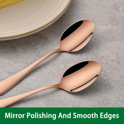 DEHOV 4.7 Inch Rose Gold Small Coffee & Tea & Demitass Spoons Set of 8