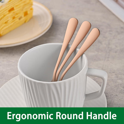 DEHOV 4.7 Inch Rose Gold Small Coffee & Tea & Demitass Spoons Set of 8