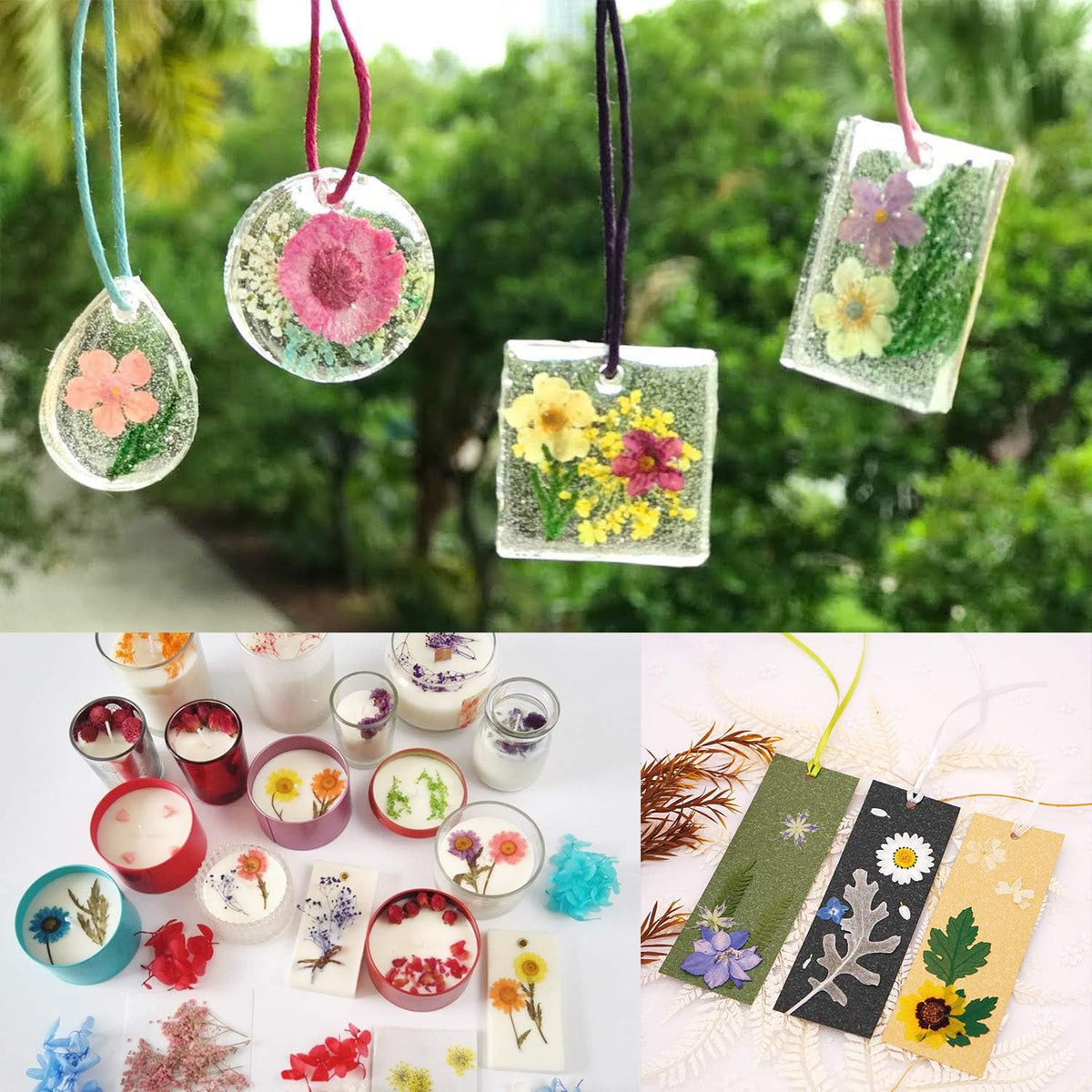 90 Pcs Real Dried Pressed Flowers and Leaves Natural Dried Petals for Candle Resin Jewelry Soap Nail Pendant Phone Case Crafts Making Floral Decors Scrapbooking DIY(Blue, Purple, Pink, Green)