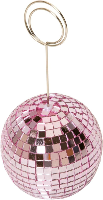 Concepts Disco Ball Photo Holder Mirrored Card Stand with Clip for Party Wedding Table Number Place Cards Event Centerpiece Home and Office Desk Decor