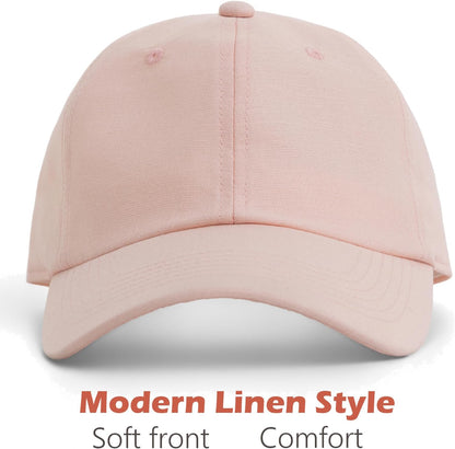 Linen Cotton Baseball Cap, Summer Breathable Dad Hat Men Women