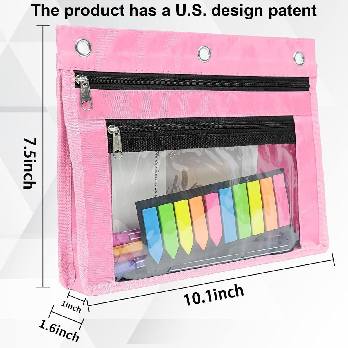 2 Pack Expandable Pencil Pouches for 3 Ring Binders, Pink