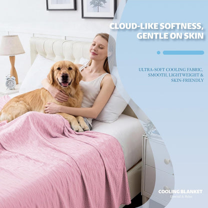 Cooling Blanket Throw Size, 50"x70" Cooling Blankets for Hot Sleepers, Cold Blanket Thin Lightweight Breathable Soft for Couch Bed, Lightweight Blanket Keep Cool for Night Sweats