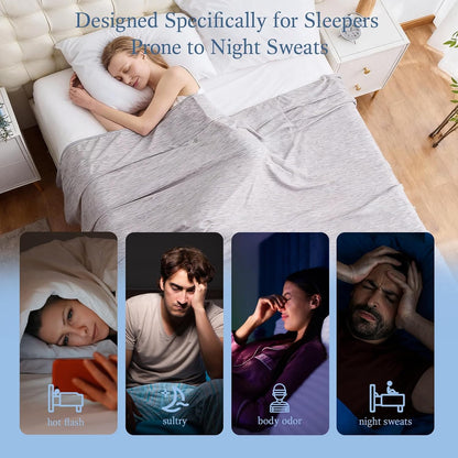 Cooling Blanket Throw Size, 50"x70" Cooling Blankets for Hot Sleepers, Cold Blanket Thin Lightweight Breathable Soft for Couch Bed, Lightweight Blanket Keep Cool for Night Sweats