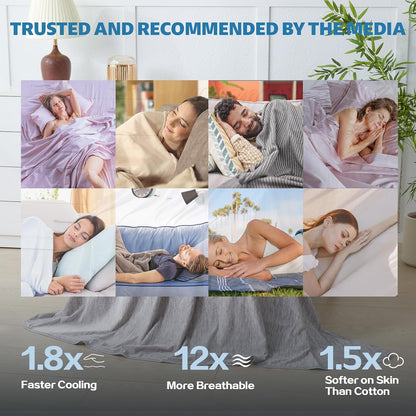 Cooling Blanket Throw Size, 50"x70" Cooling Blankets for Hot Sleepers, Cold Blanket Thin Lightweight Breathable Soft for Couch Bed, Lightweight Blanket Keep Cool for Night Sweats