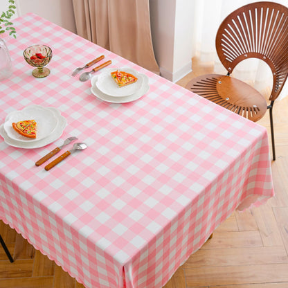 Pink Gingham Tablecloth for Rectangle Tables- Checkered Table Cloth Waterproof Kitchen & Table Linens-Polyester Buffalo Plaid Wrinkle Free Table Cover(Baby Pink 60x120in)