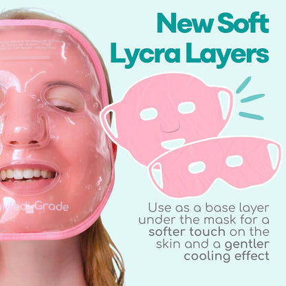 Cooling Ice Face Mask and Cooling Eye Mask for Puffy Eyes, Pink - Self Care Face Ice Pack with ChillGel Face Ice Mask Technology - Cooling Face Mask, Eye Pads and Bag