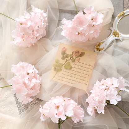 12 Pcs Realistic Hydrangea Artificial Flowers with Stems Pink